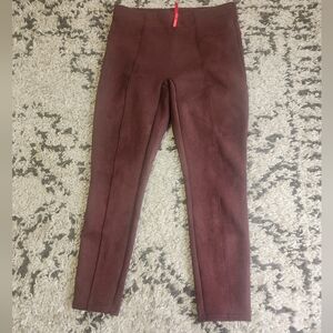 Suede leggings by Spanx. Maroon size large